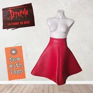 NWT/ La Femme en Noir’s Gothic Red Quilted FLARE SKIRT